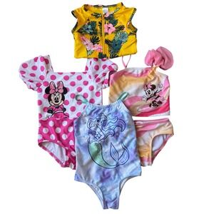 Girls 3T Swimsuit Bundle Disney Junior & Cat &‎ Jack Minnie Ariel Bathing Suits